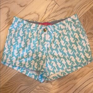 Summer  High Waist Blue and White Shorts with seahorse design